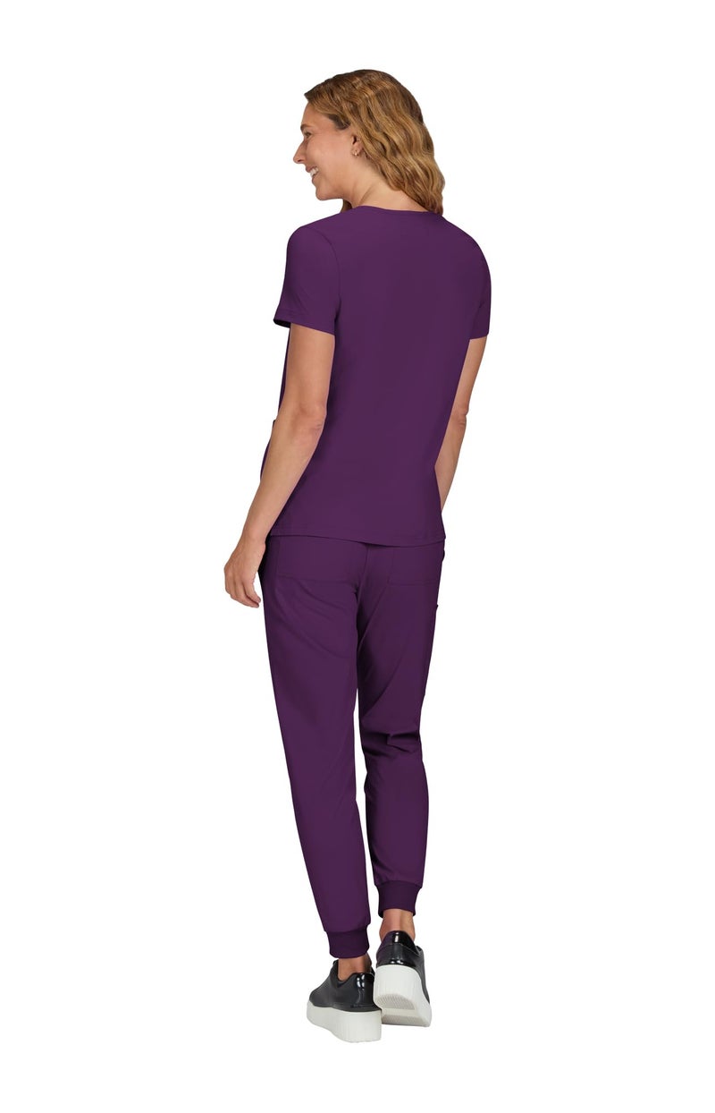 KOI Basics Becca Women's 4-Pocket Stretch Scrub Top Eggplant Small - Image 2